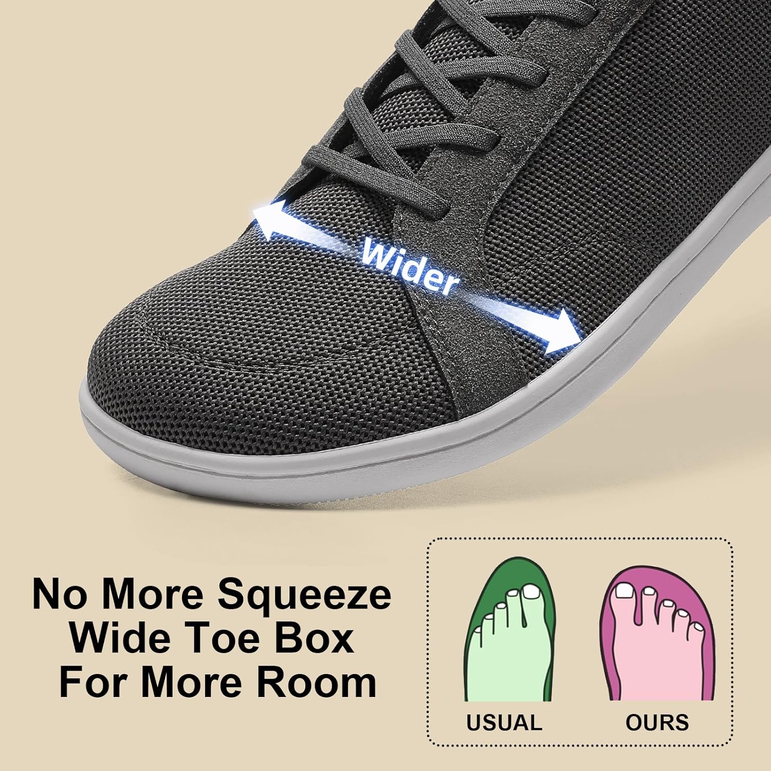Thumbnail 2 de Men’s Barefoot Wide Toe Box Minimalist Shoes with Zero Drop Slip-On Sole Support
