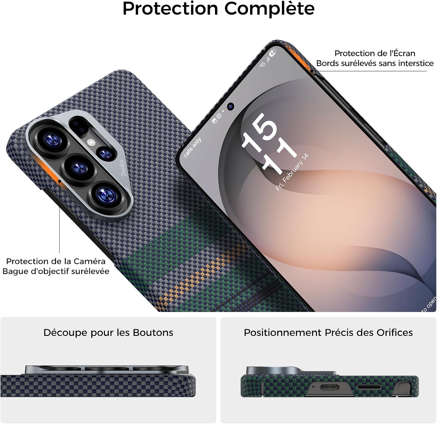 Thumbnail 3 de BENKS Aurora ArmorAir pour Samsung Galaxy S26 Ultra 6,9 pouces – coque ultra-fine légère en fibre aramide (kevlar) avec anneau magnétique