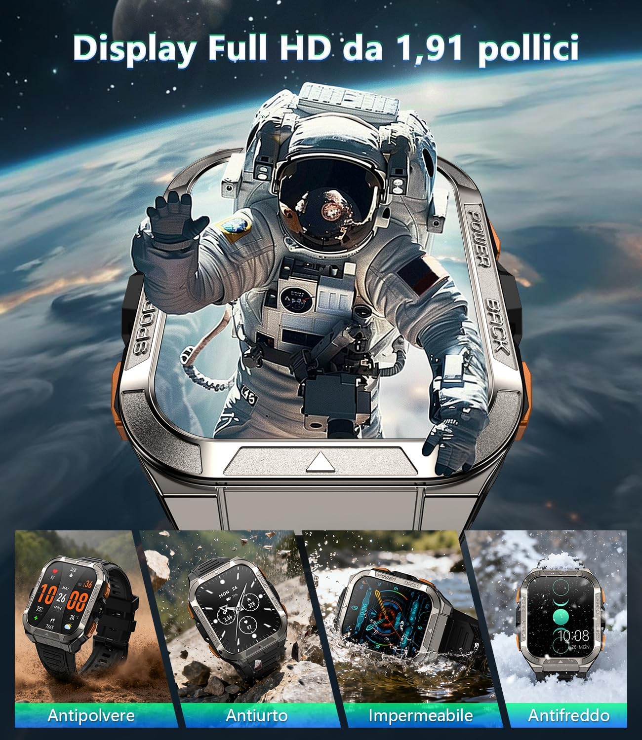 Thumbnail 2 de IOWODO Smartwatch Uomo 1,91": GPS, Bussola, Chiamate Bluetooth e 100 Modalità Sportive