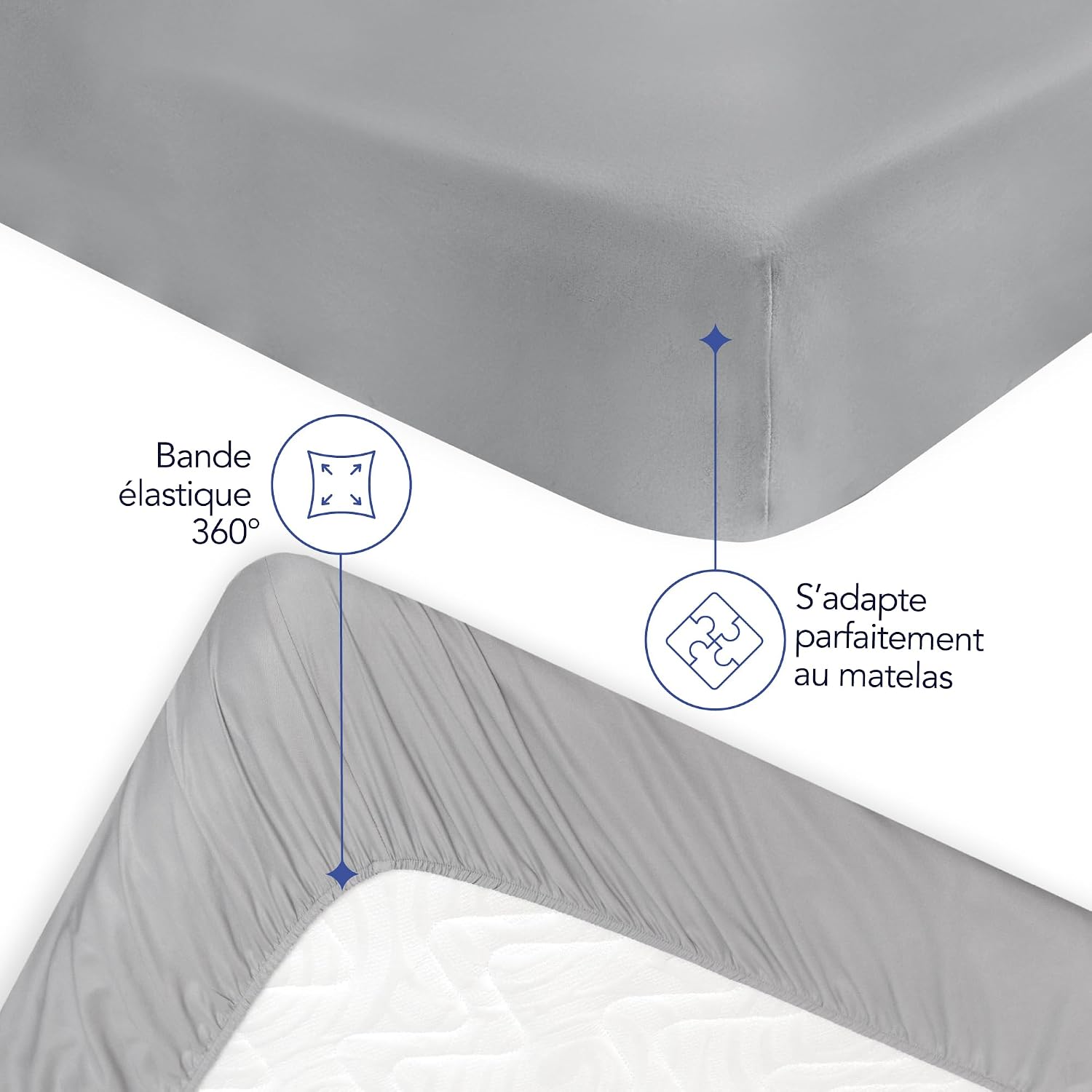Detalle de Dreamzie Drap Housse 160x200 Bonnet 35 cm Anthracite
