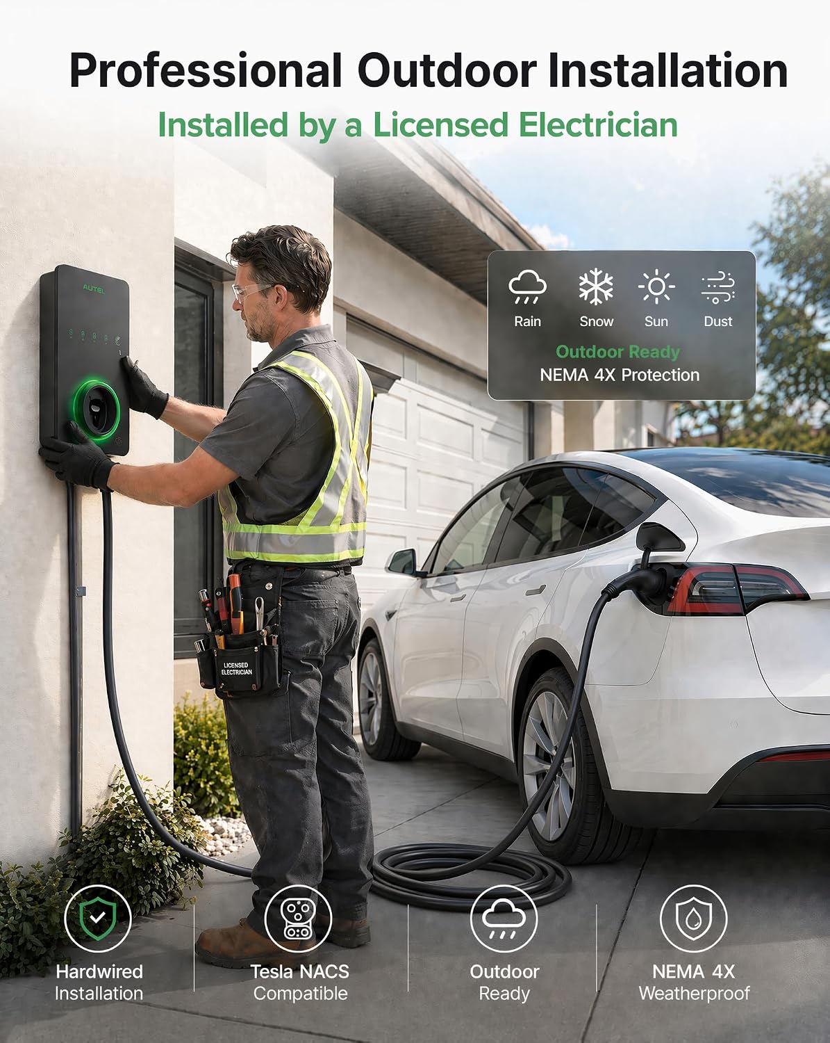 Thumbnail 6 de Autel Level 2 Home Smart EV Charger (NACS) with 25-Foot Cable — Up to 50Amp, Hardwired 240V