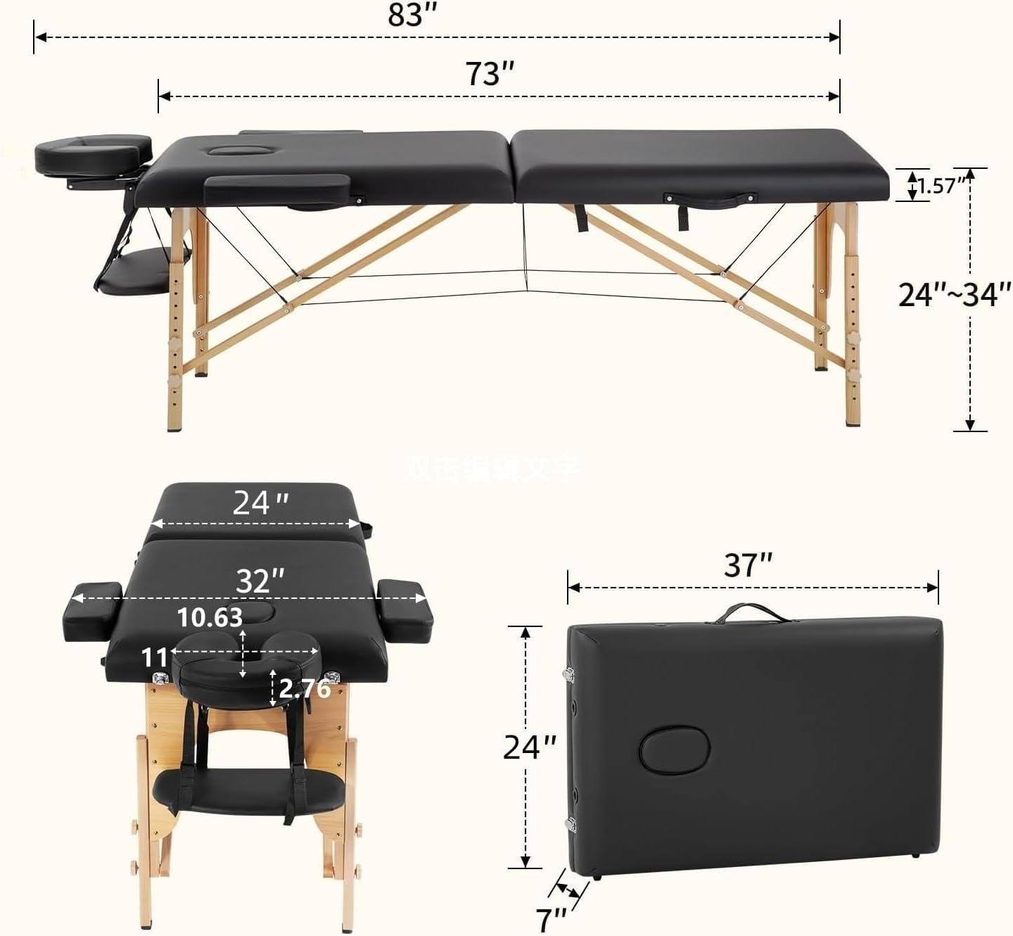 Detalle 2 de BestMassage Massage Bed Portable Massage Table, 84-Inch Folding, Adjustable Height