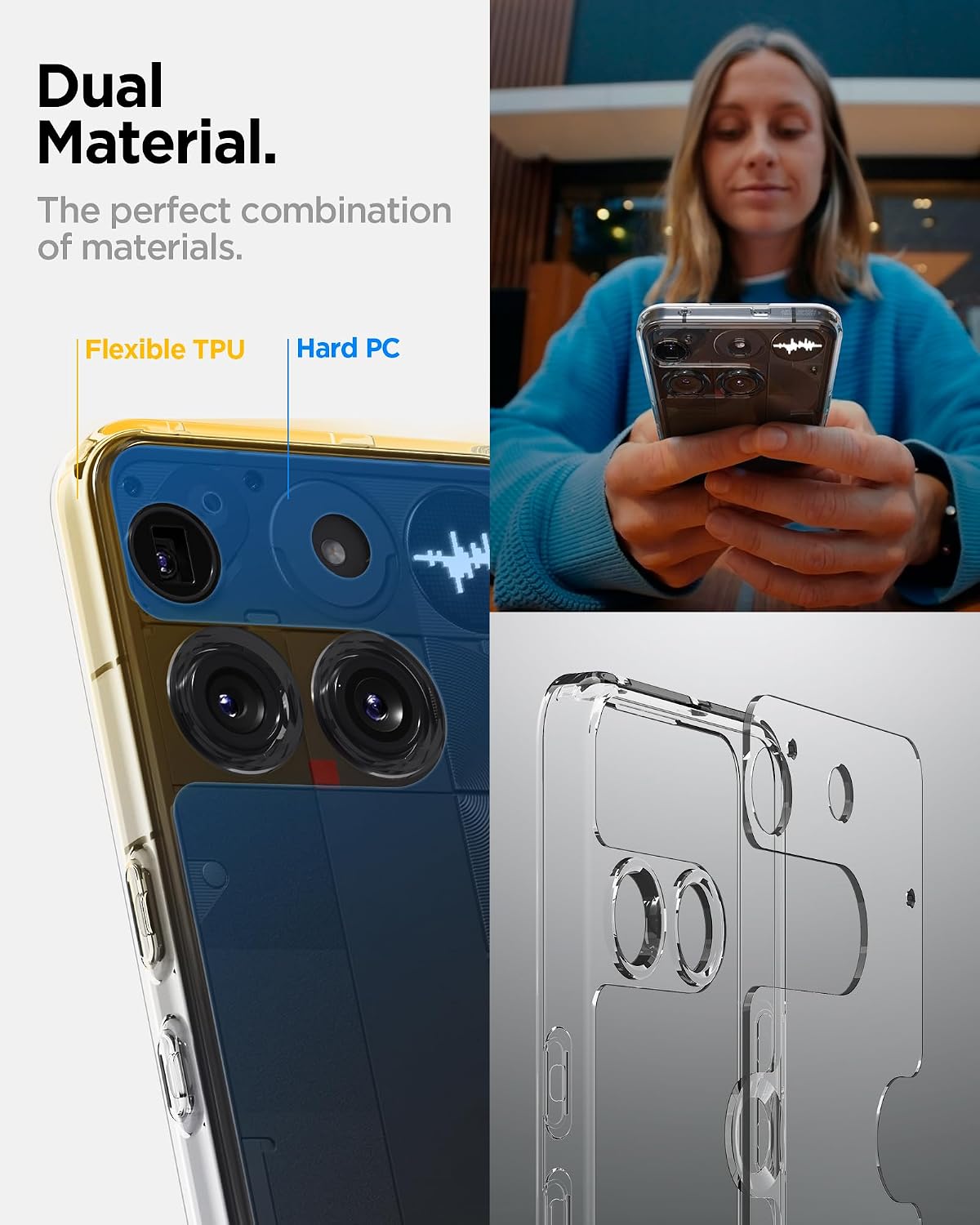 Detalle de Spigen Cover Ultra Hybrid compatibile con Nothing Phone (3) – Trasparente