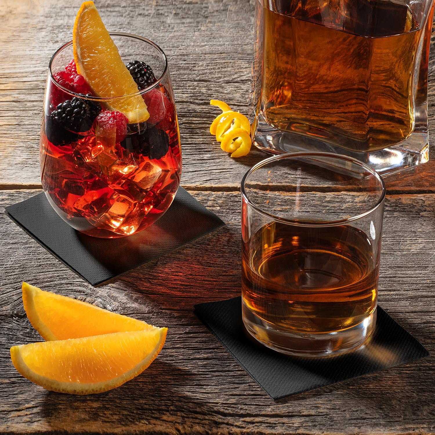 Thumbnail 3 de AH AMERICAN HOMESTEAD Black Linen-Like Cocktail Napkins (100 Count) – Premium Disposable/Reusable, 4.75in x 4.75in