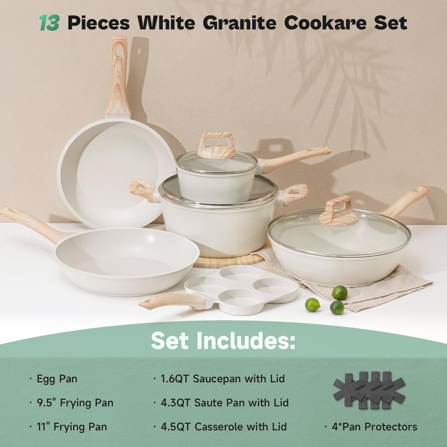 Detalle 2 de 13 Pcs Granite Nonstick Cookware Set