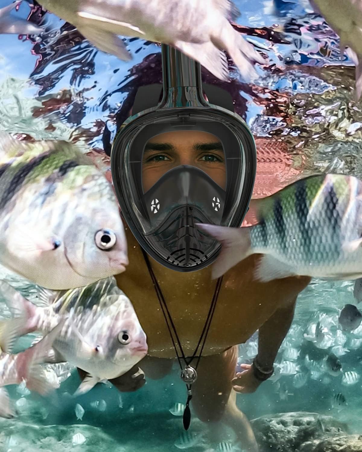 Thumbnail 1 de QingSong Full Face Snorkel Mask for Adults: 180° View, Anti-Fog & Anti-Leak with Camera Mount