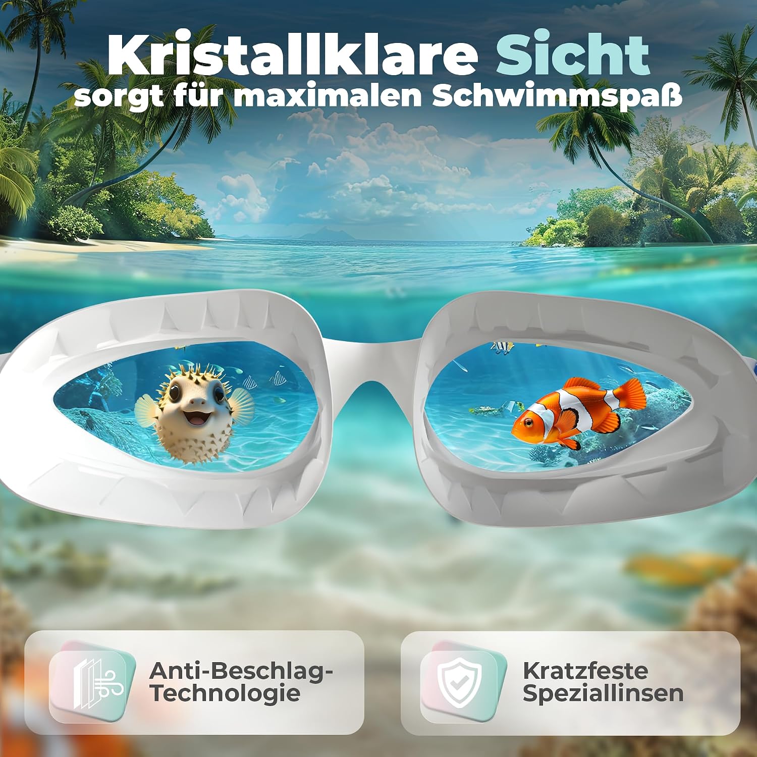 Detalle de KIDVERSE Kinder-Schwimmbrille (3 bis 13 Jahre) mit UV-Schutz und Anti-Beschlag