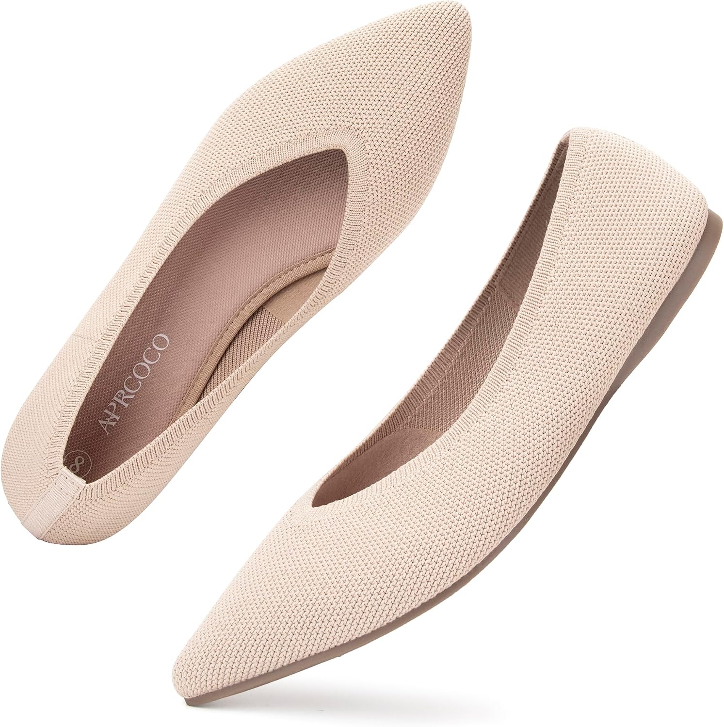 Detalle de AprCoco Knit Ballet Flats with Pointed Toe — Lightweight, Washable All-Day Comfort