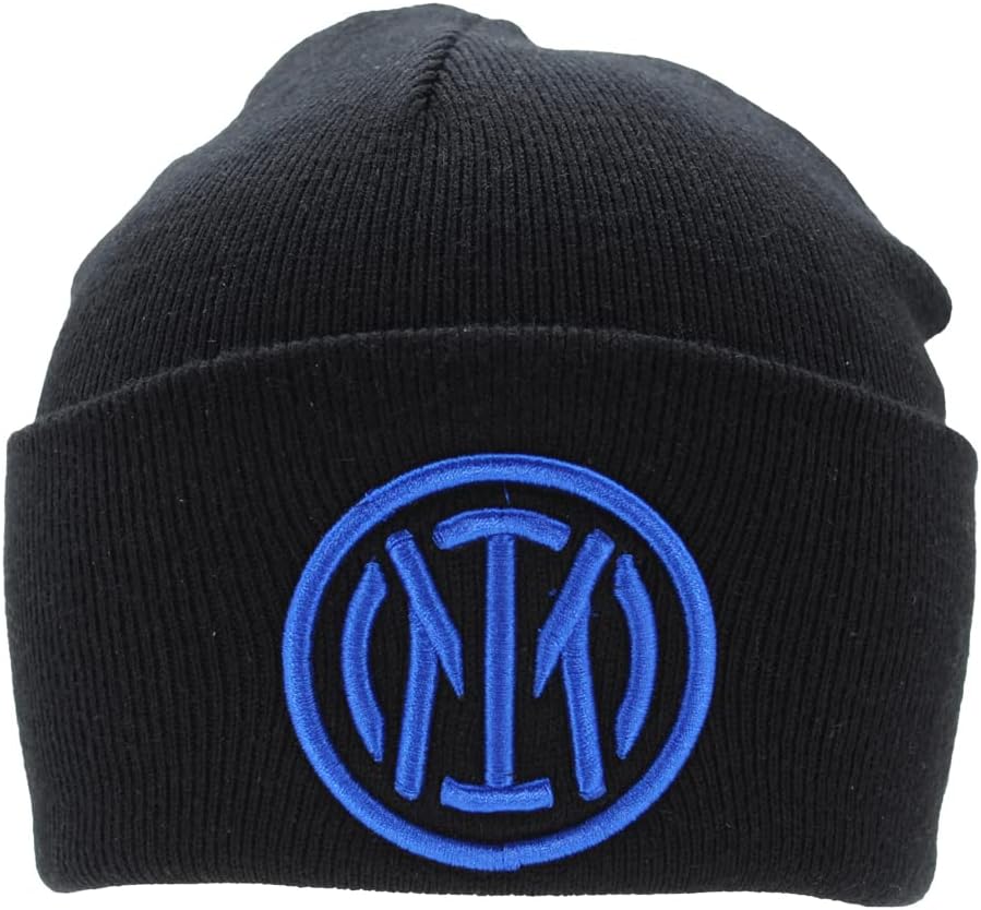 Detalle de Inter 153048 Knitted Hat, Black, Free Size, Embossed Blue Logo