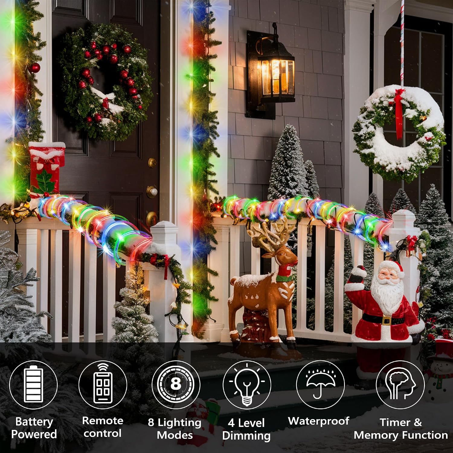 Detalle de Jnaurb Battery-Operated Rope Lights, 33 ft