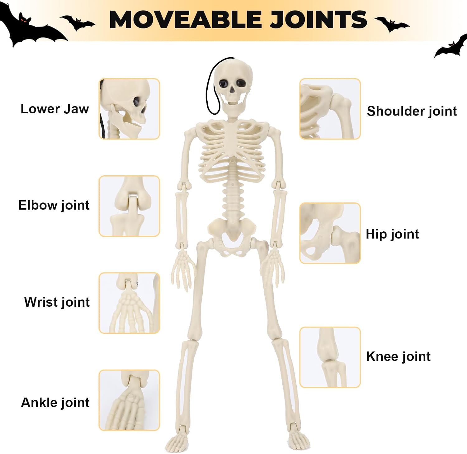 Detalle 2 de TMFsode TMF-022 16-Inch Halloween Skeleton Decorations, 5-Piece Posable Set