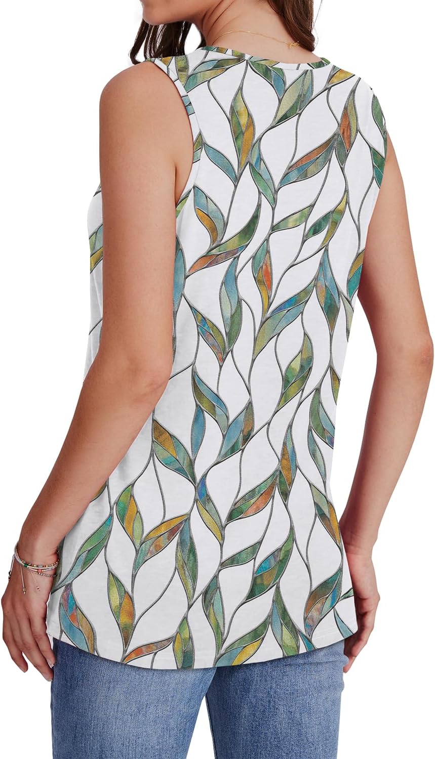 Detalle de WIHOLL Women's V-Neck Sleeveless Tank Top – Summer Casual Loose Fit