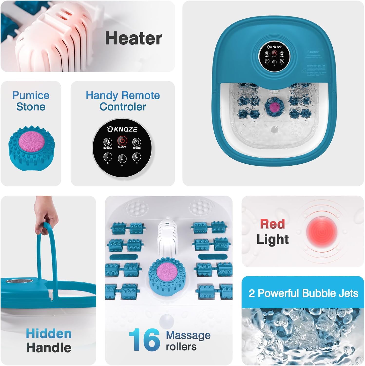 Detalle de KNQZE Collapsible Foot Spa with Heat, Remote Control, and Massage Features