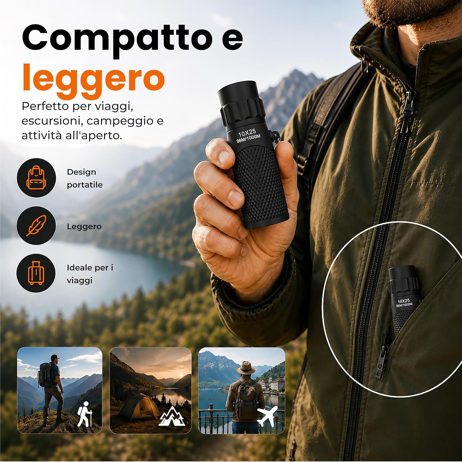 Thumbnail 6 de Technaxx Monoculare TX-176 10x25: compatto, leggero e versatile per escursionismo