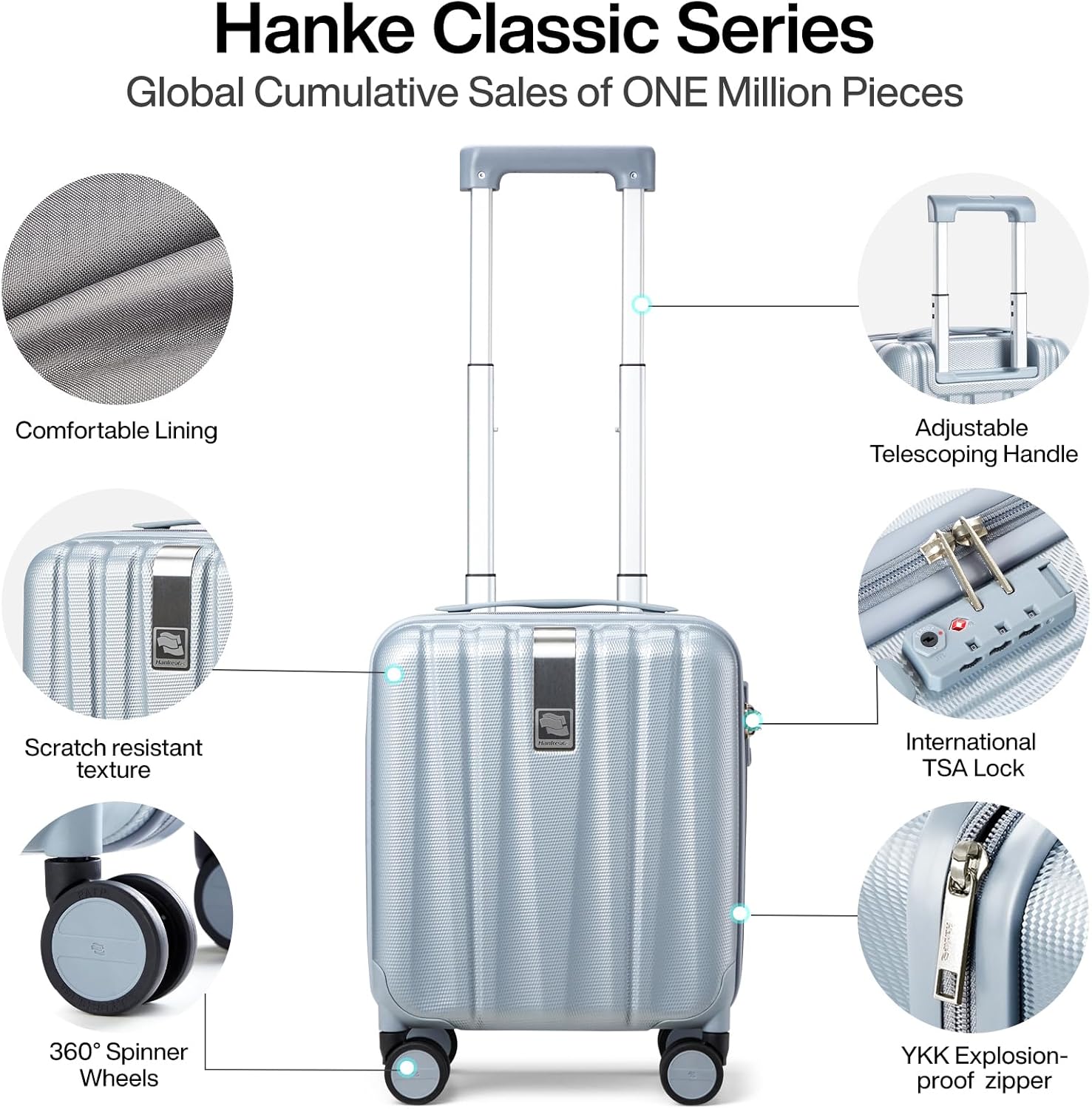 Thumbnail 3 de Hanke 14-Inch Hardshell Cabin Suitcase: Airline-Approved Carry-On with TSA Lock