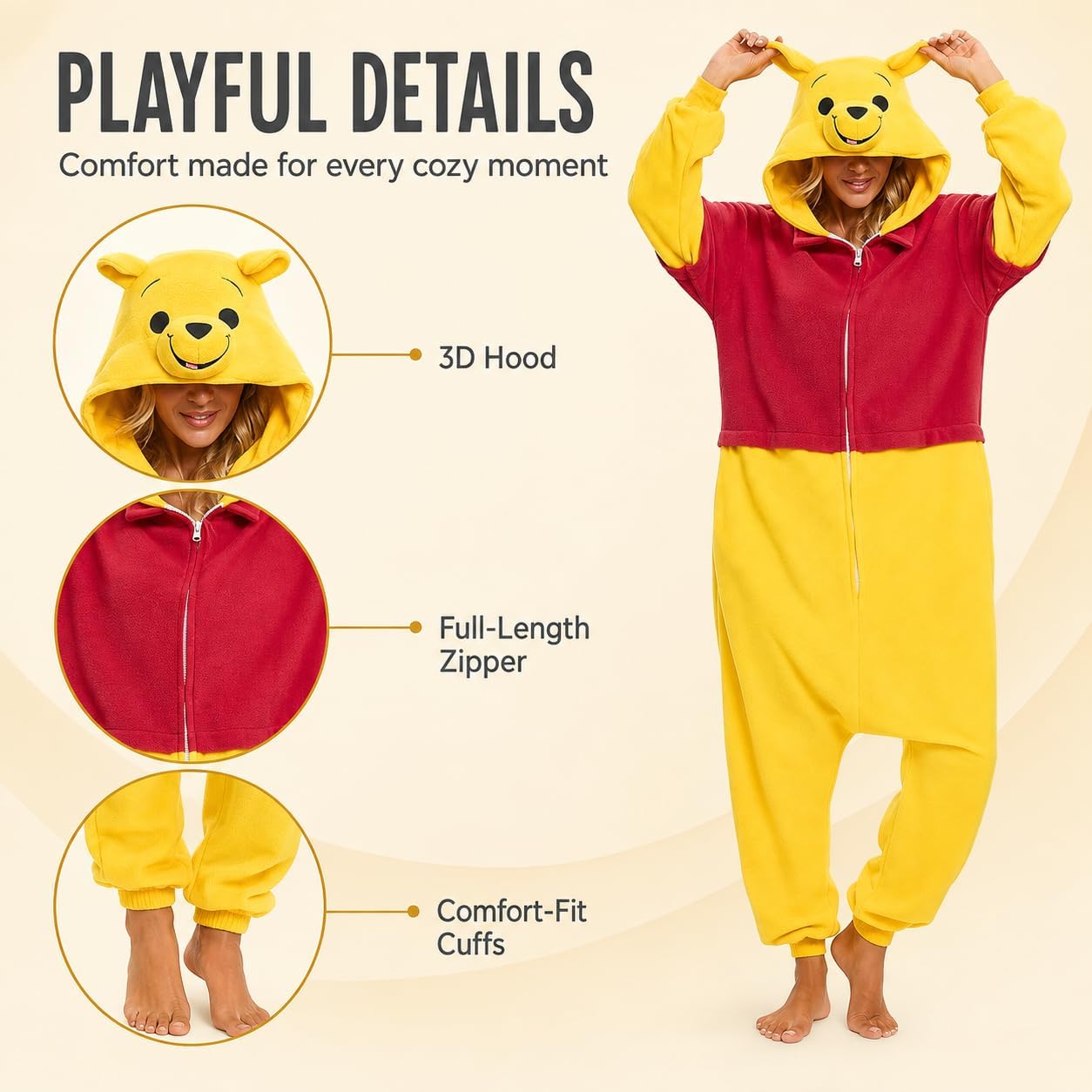 Detalle 2 de BGOKTA PJ02-Blue-L Adult Animal Onesie Pajamas, Halloween Costume One-Piece