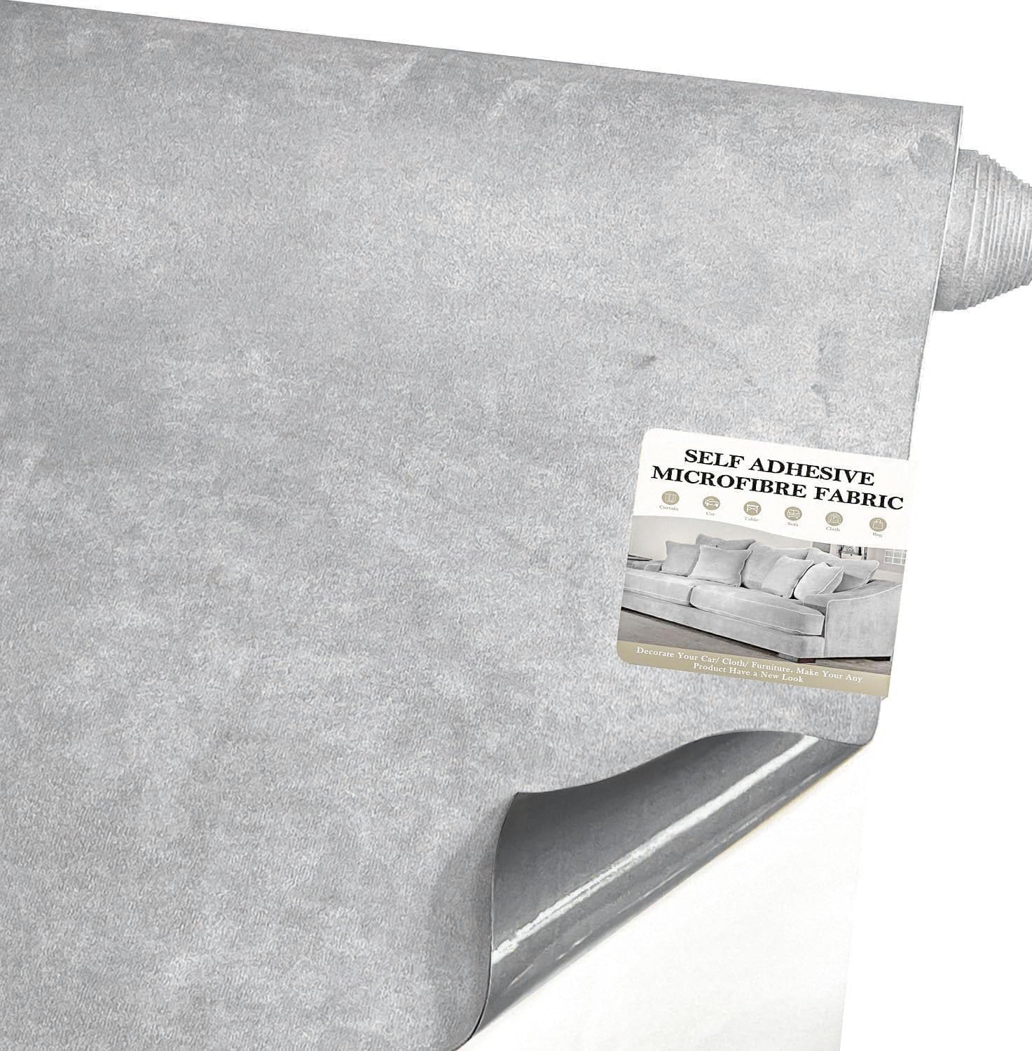 Fondlife Tissu en microfibre autocollant pour cockpit – daim velours gris blanc, 150x40 cm