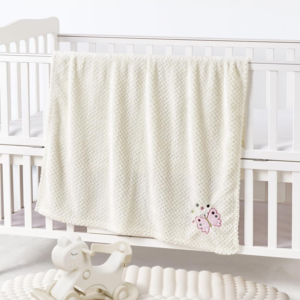 Thumbnail 5 de CREVENT Weiches Babydecken-Set: Fleece-Decke 76 × 102 cm + Schmusedecke 34 × 34 cm – Elfenbein