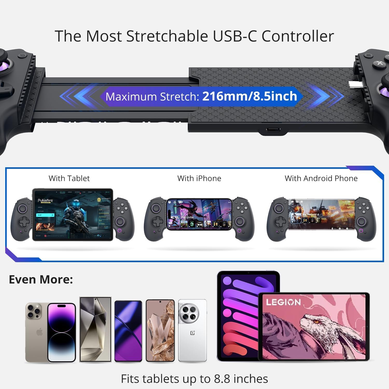 Thumbnail 5 de abxylute S9 Full-Size Gaming Phone Controller for iPhone 15/16, iPad Mini 6/7 and Android – UK Edition