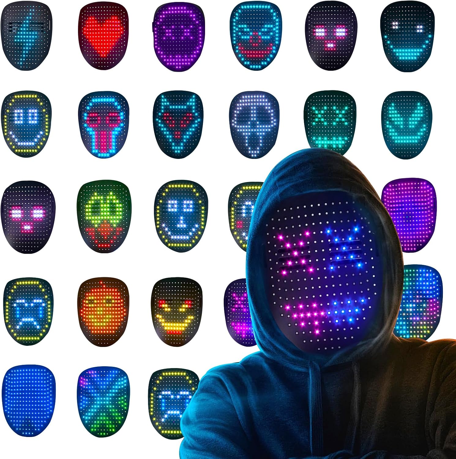 Detalle de LED Light-Up Mask, USB-C Rechargeable