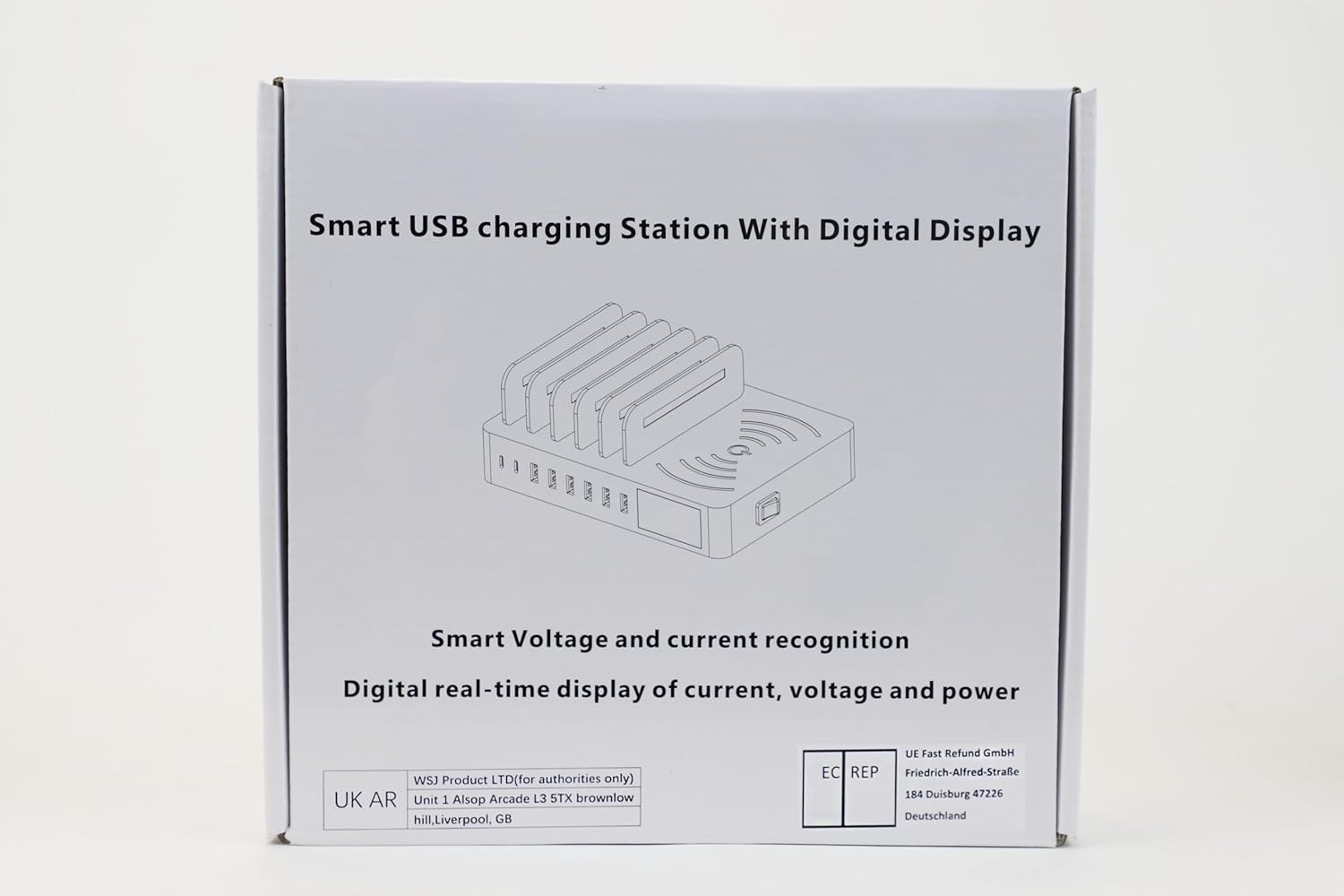 Thumbnail 1 de Stazione di ricarica multi-dispositivo: 8 porte USB + pad Qi, LCD e supporto regolabile