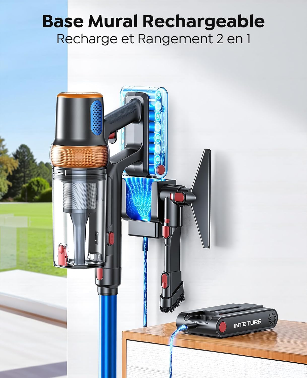 Detalle de INTETURE BP50 steelstofzuiger met touchscreen, HEPA-filter en 65 minuten looptijd