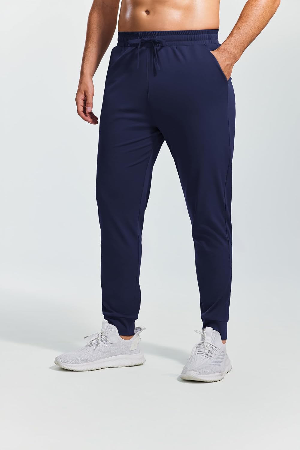 Detalle de PINSPARK Tracksuit Bottoms Men: Lightweight Cuffed Joggers with Zipper Pockets and UPF 50+