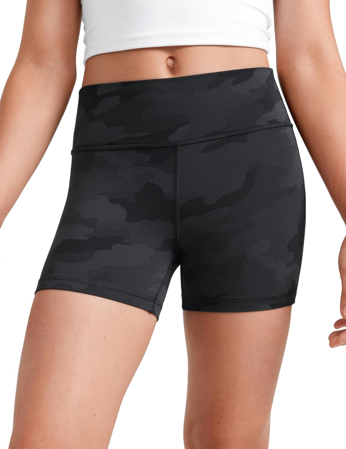 CRZ YOGA Ragazze Butterluxe Athlétique: pantaloncini motard a vita alta per danza, yoga e sport