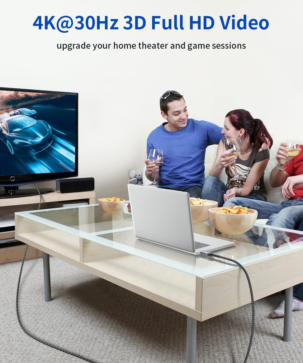 Thumbnail 4 de JSAUX 4K DisplayPort auf HDMI Kabel 1M – DP zu HDMI Kabel, unidirektional, 4K@30Hz