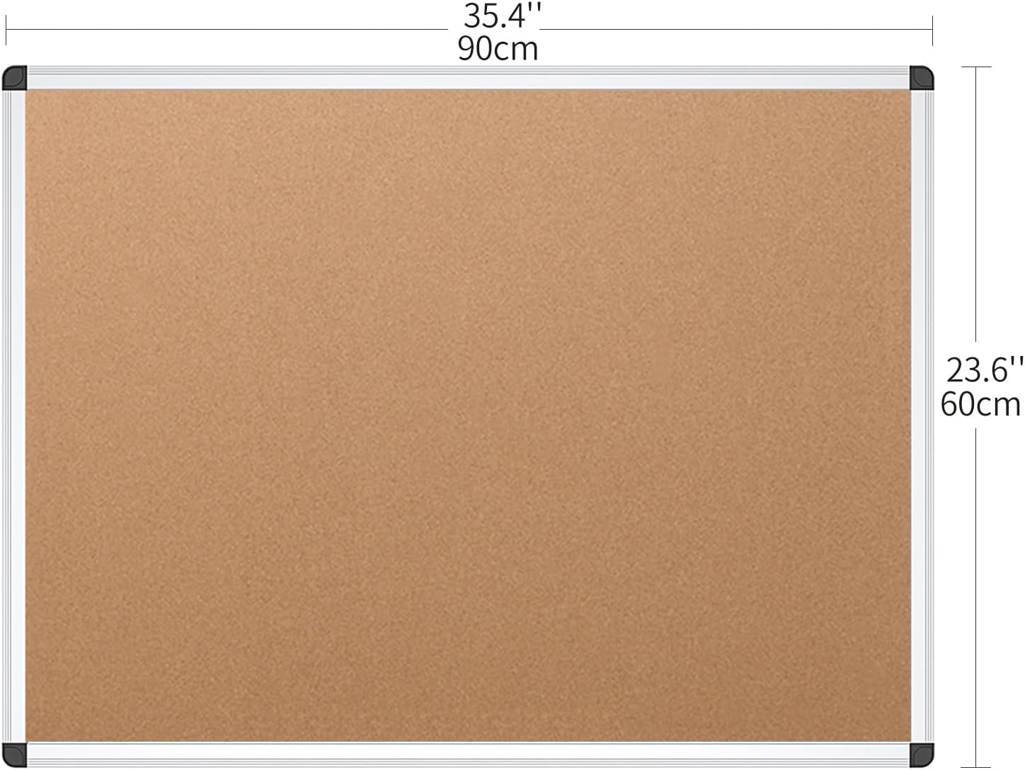 Thumbnail 1 de VIZ-PRO Cork Notice Board, 36 x 24 Inches, 2-Pack, Silver Aluminum Frame