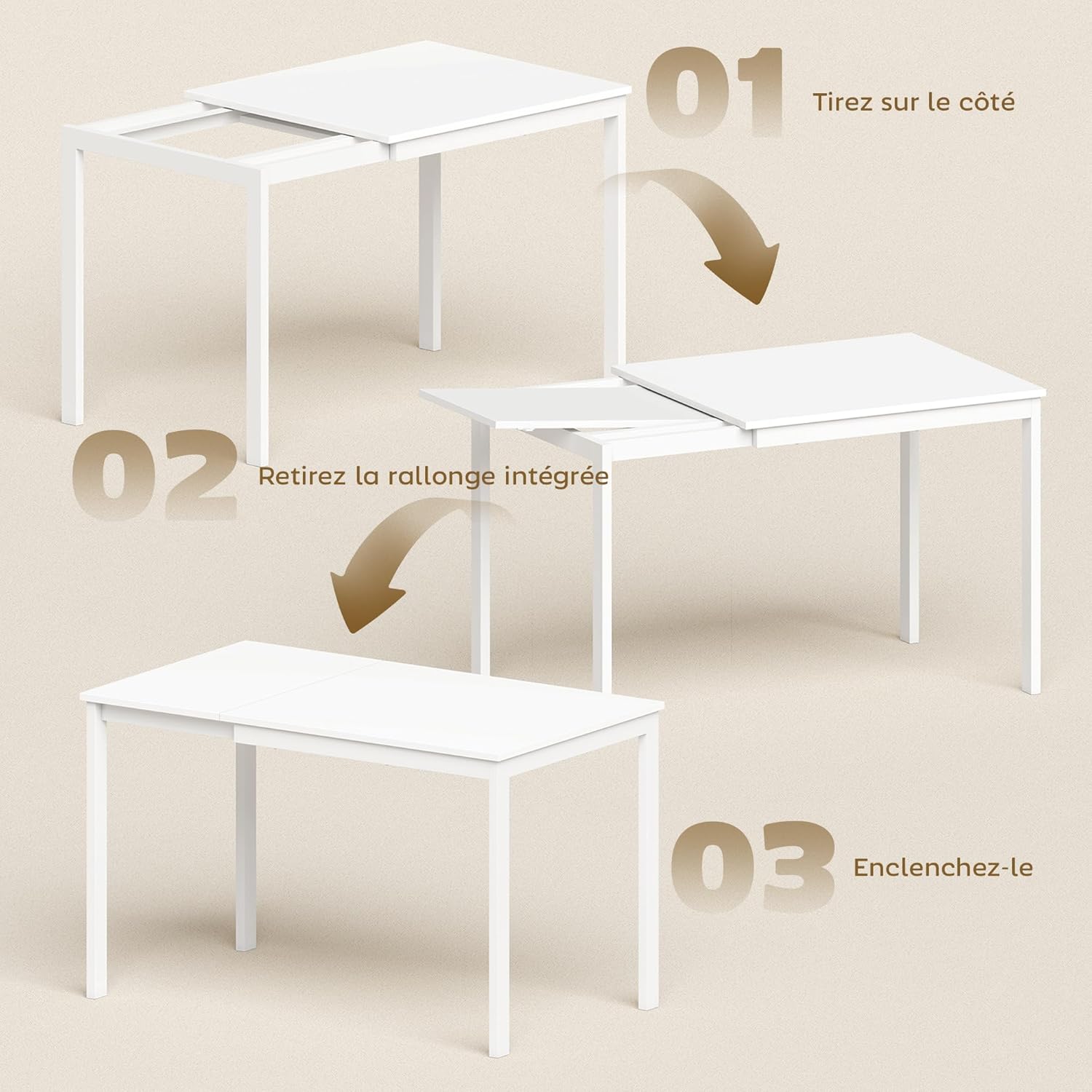 Thumbnail 4 de HOMCOM Table à manger extensible 80-120 cm