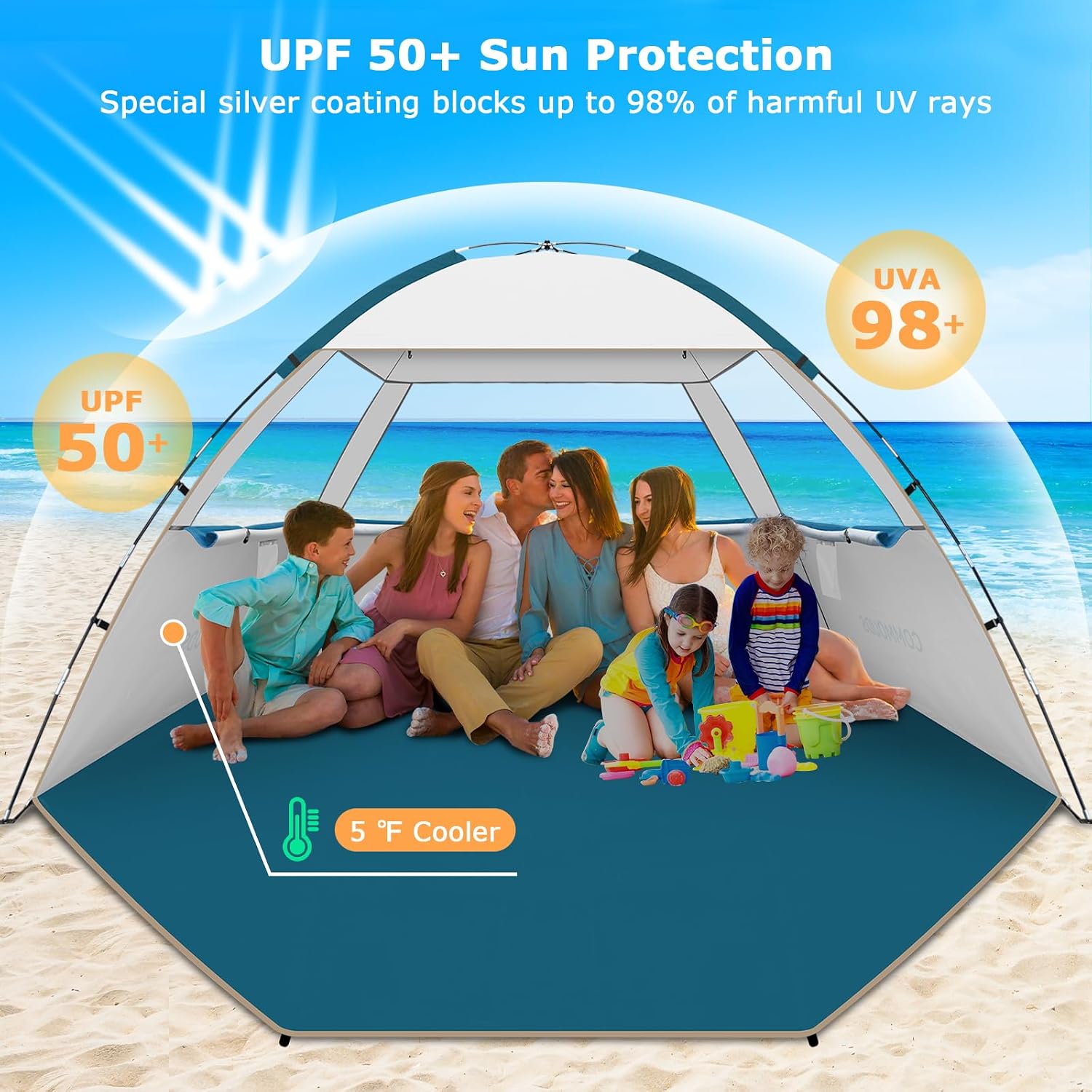 Thumbnail 2 de COMMOUDS Beach Tent Sun Shelter for 3/4/6/8 People