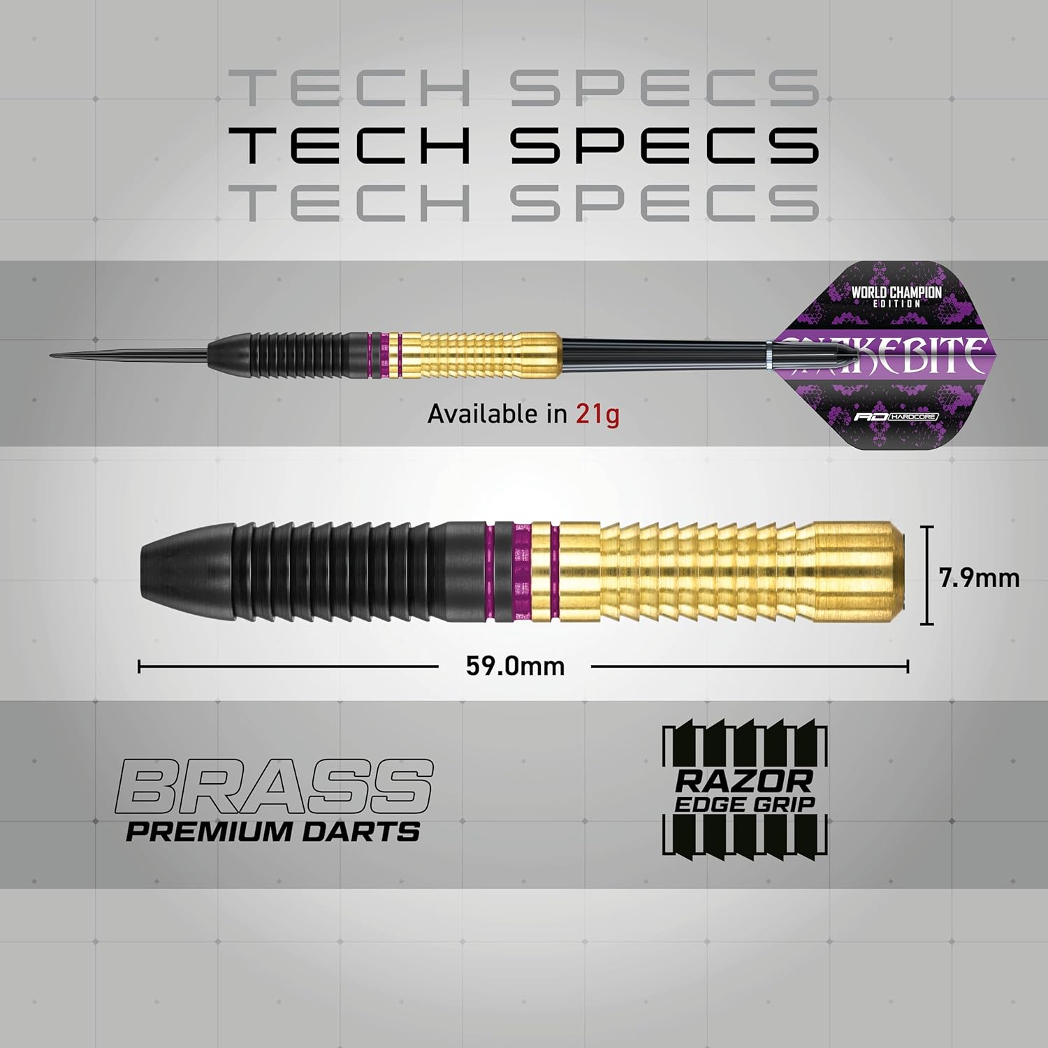 Thumbnail 3 de RED DRAGON Peter Wright Snakebite freccette in ottone