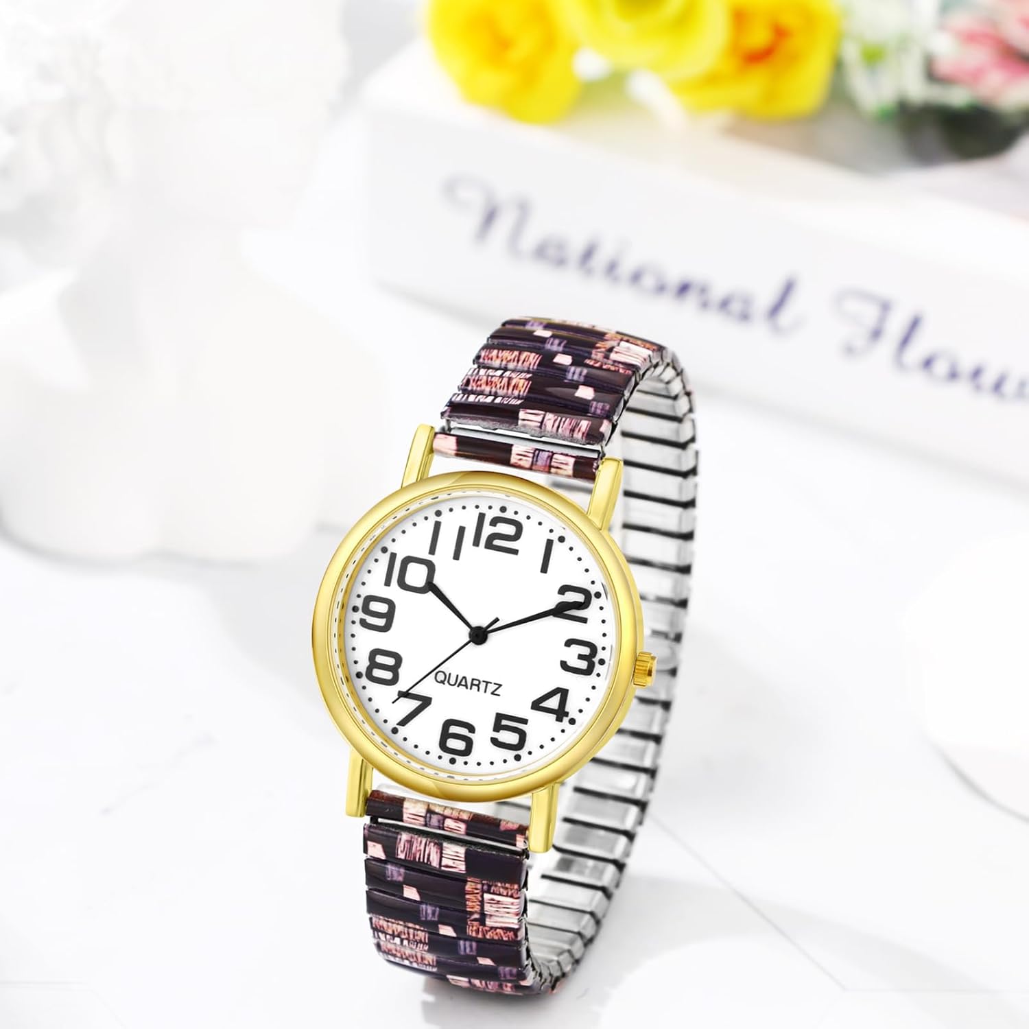 Thumbnail 1 de Avaner Damen Boho Stretchband-Armbanduhr mit großen arabischen Ziffern