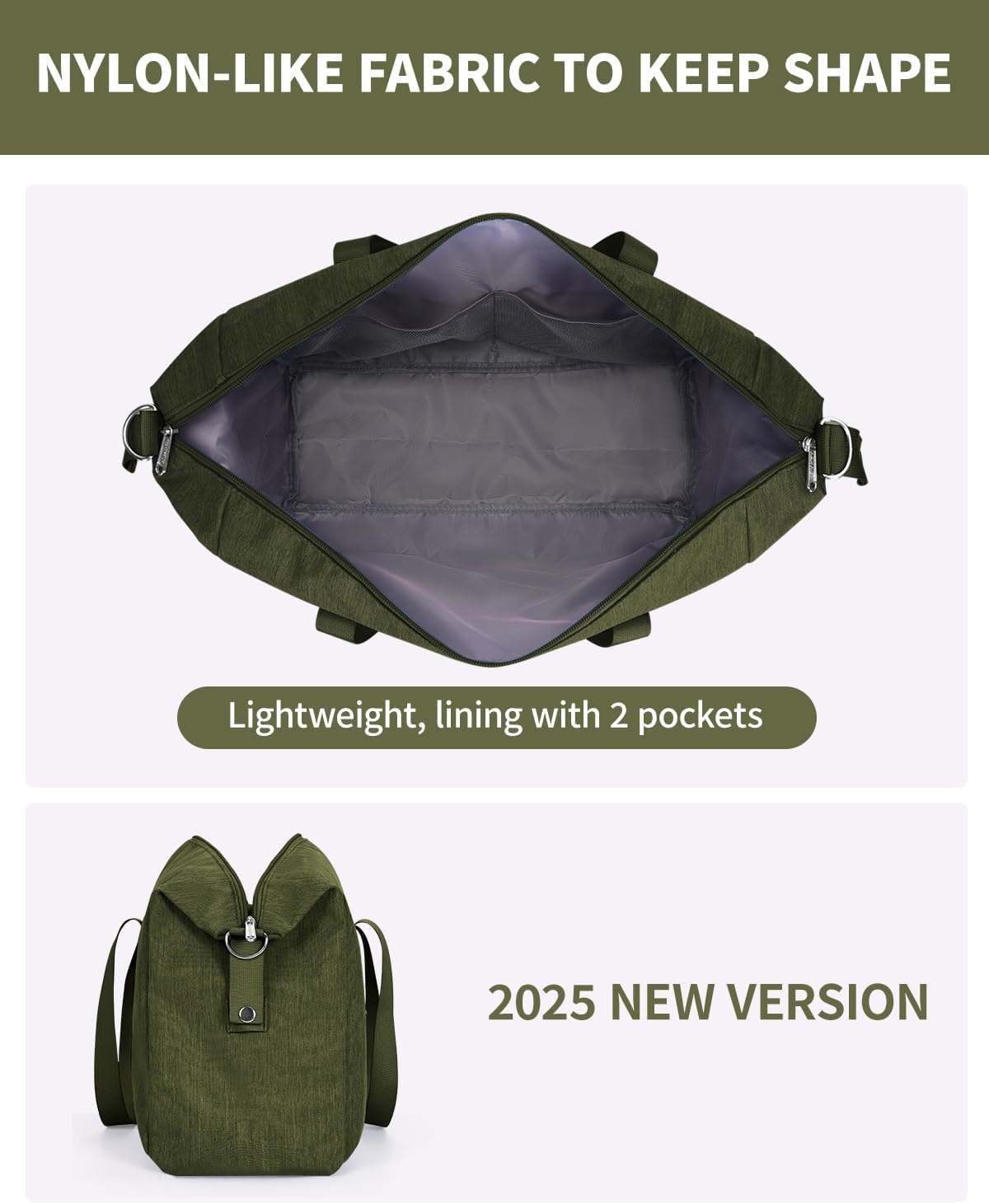Detalle de Narwey for Easyjet Cabin Bag 45x36x20cm – 25L foldable underseat travel duffel (Army Green)
