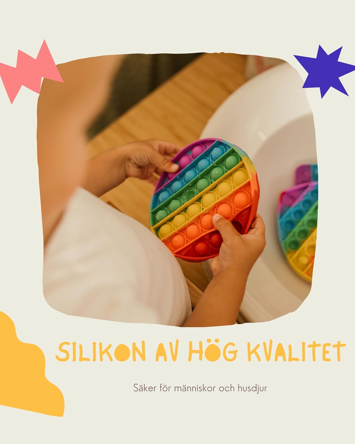 Detalle de Valino Pop on It, pop-it-set med fyra delar i silikon, vattentätt