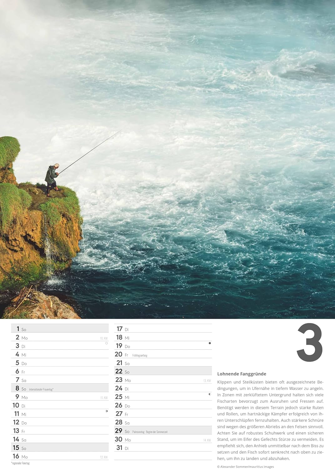 Detalle de Alpha Edition - Der große Angelkalender 2026 – Wandkalender 29,7×42 cm mit 12 beeindruckenden Angelmotiven
