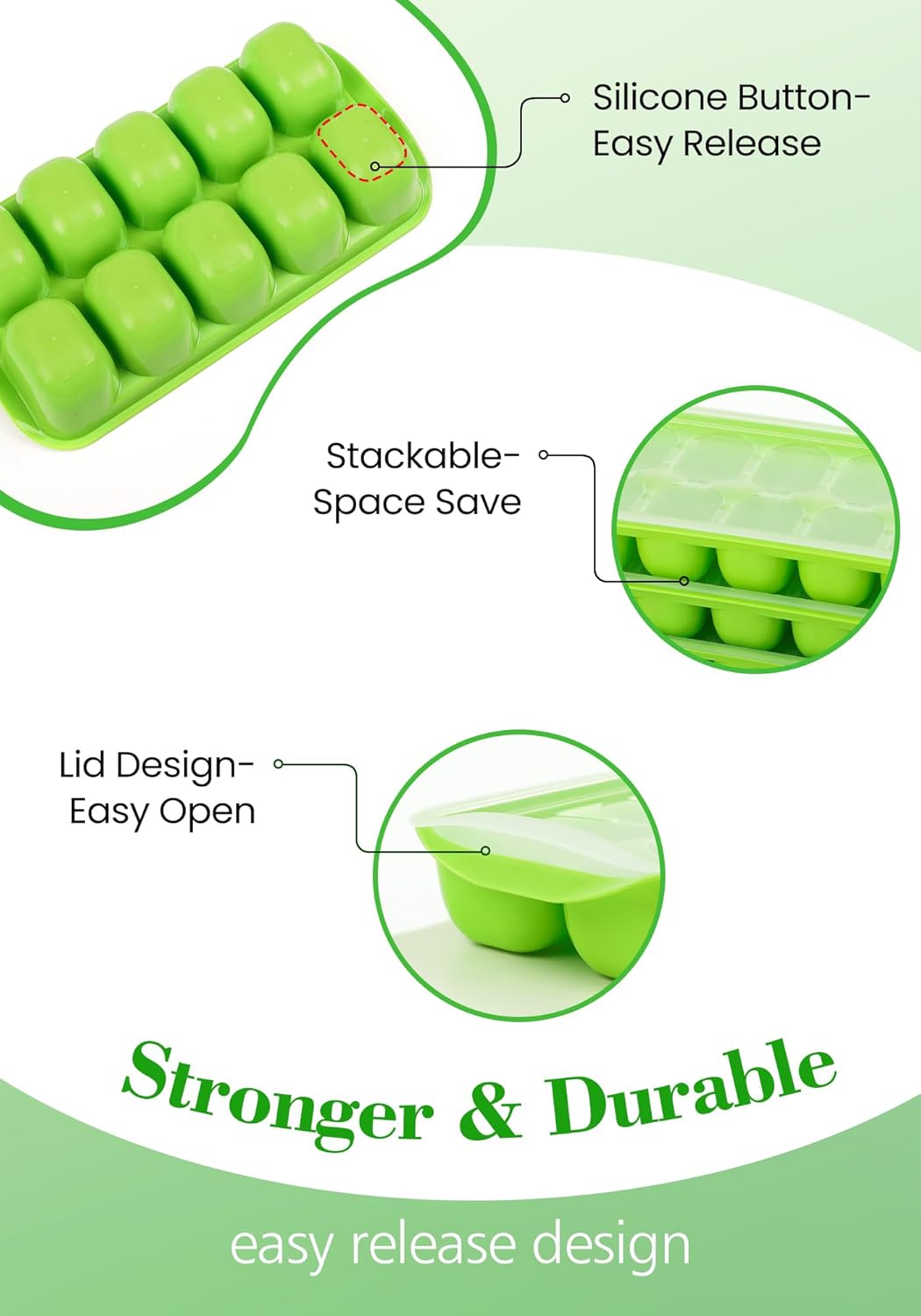 Detalle de DOQAUS ice cube tray kit with 4-pack