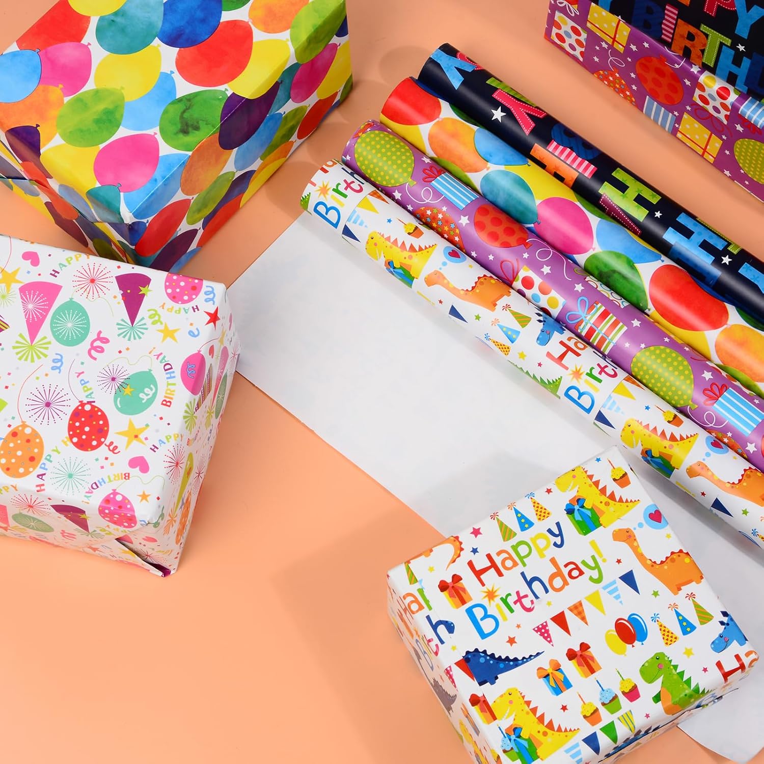 Thumbnail 3 de CHEPULA Geschenkpapier Geburtstag Kinder (5 Rollen) 43 × 300 cm – recycelbares Kinder-Geschenkpapier für Jungen