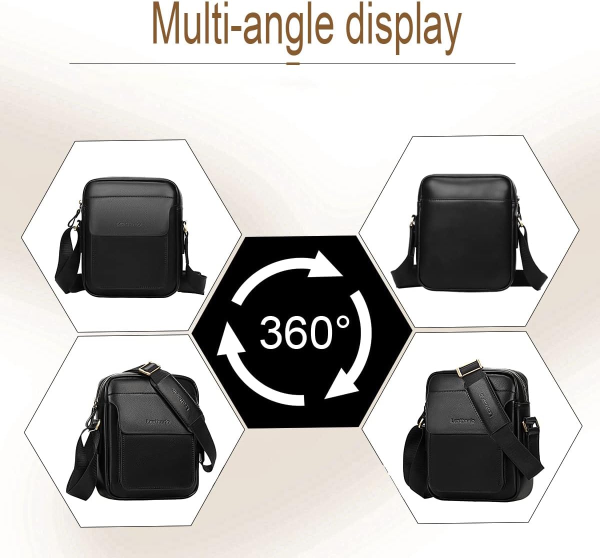 Thumbnail 6 de Leathario Men’s Vegan Leather Shoulder Bag – Small Cross Body Messenger for Work, Travel & Daily Use