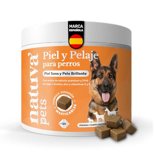 Detalle de Aceite de Salmón para perros 100% Natural de natuva pets — 120 masticables para piel, pelaje e inmunidad