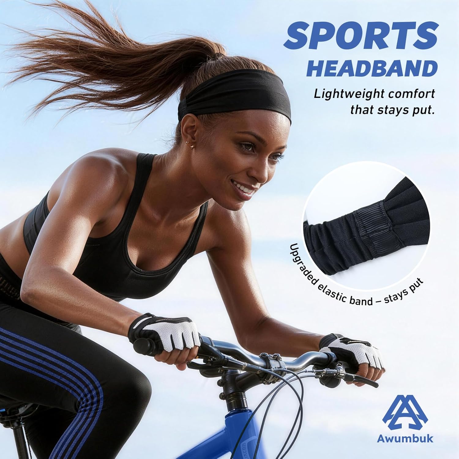 Thumbnail 5 de Awumbuk Fascia Capelli Uomo: set da 2 fascia antiscivolo, traspirante e elastica per sport e uso quotidiano