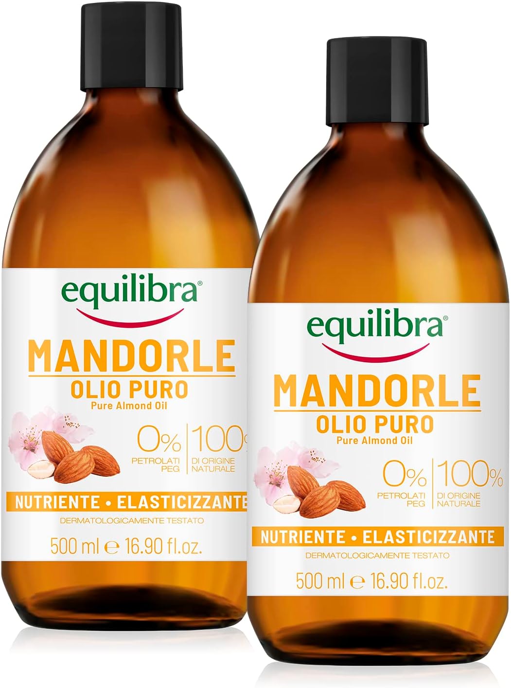 Detalle de equilibra Corpo Olio di Mandorle Dolci Puro protettivo, nutriente ed elasticizzante (2 x 500 ml) per smagliature in gravidanza o dieta ipocalorica