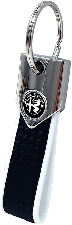 Detalle de Portachiavi Elite Alfisti 4R Quattroerre.it – Carbon Argento Olografico con Logo Alfa