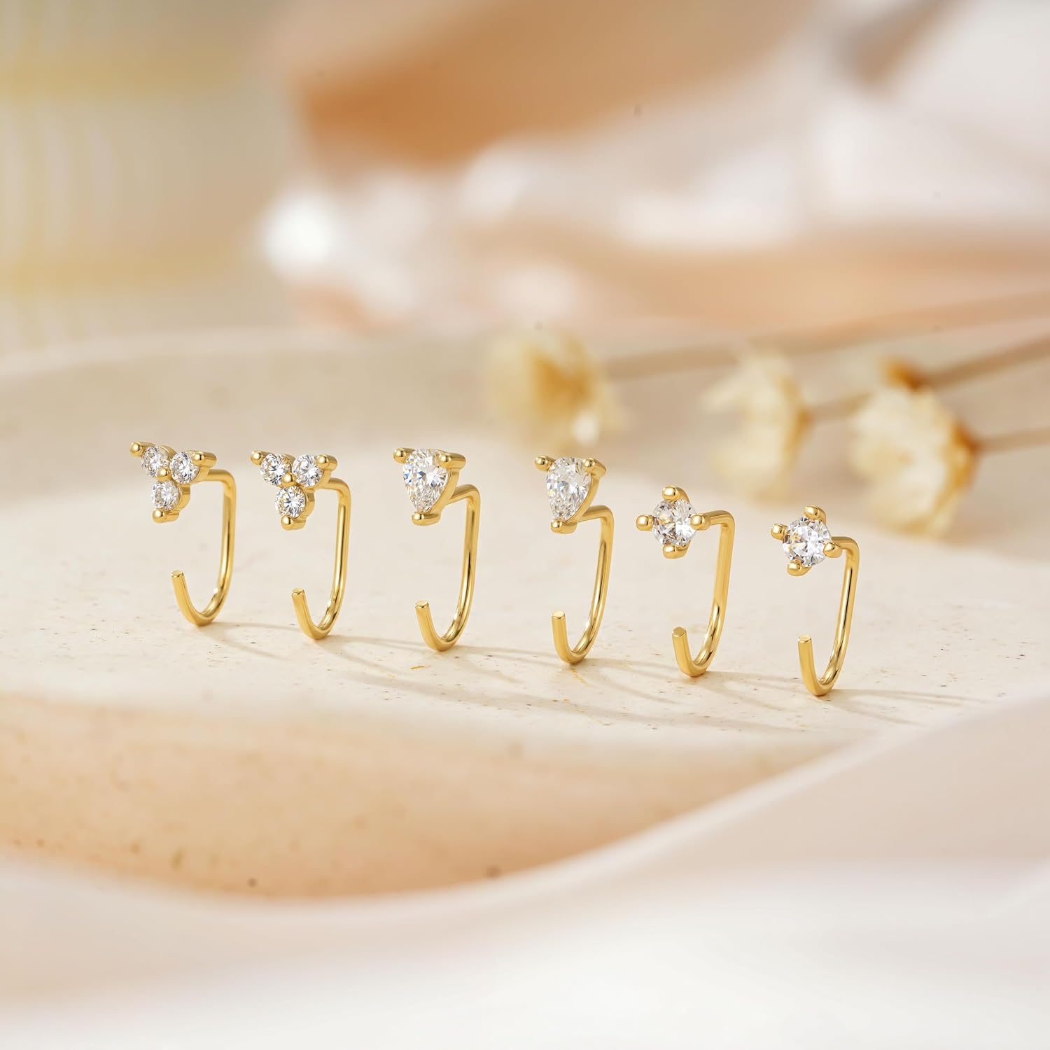 Thumbnail 6 de Robaice Backless Hoop Earrings 3-Pair Set