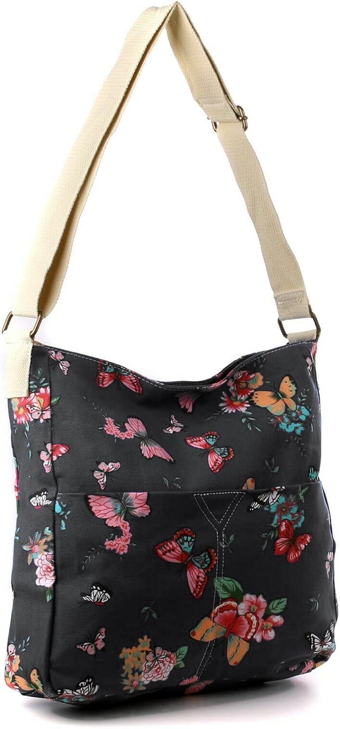 Thumbnail 6 de Wedmay Women's Cross Body Bag: Flower, Butterfly & Owl Print Large Canvas Messenger