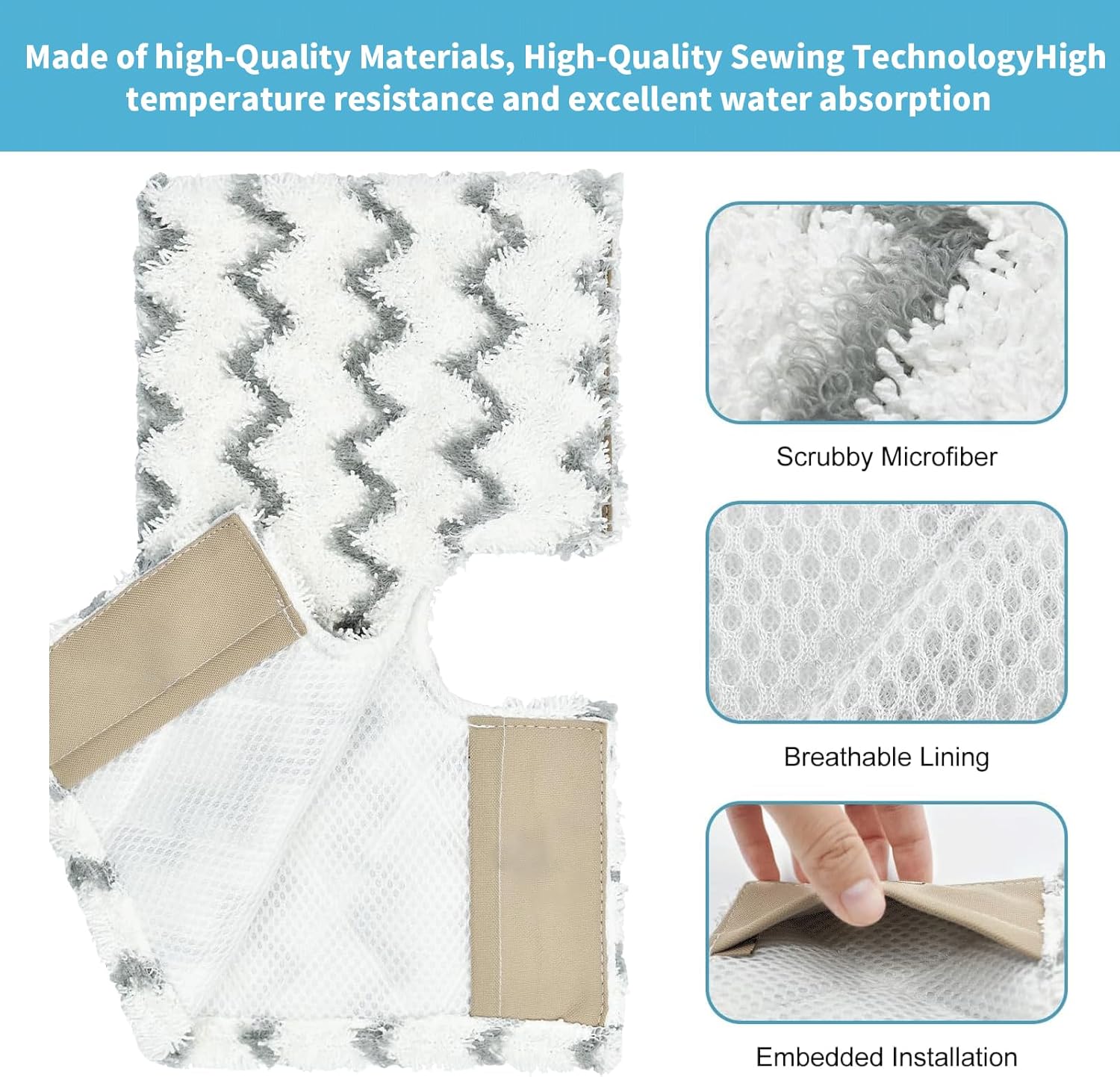 Detalle de 4 Pack S6003UK Replacement Pads for Shark Steam Mop S6001UK / S6003UK Klik n’ Flip