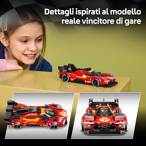 Detalle de LEGO Speed Champions Ferrari 499P 77261 – Auto da esposizione STEM con Minifigure, regalo per giovani appassionati di motorsport