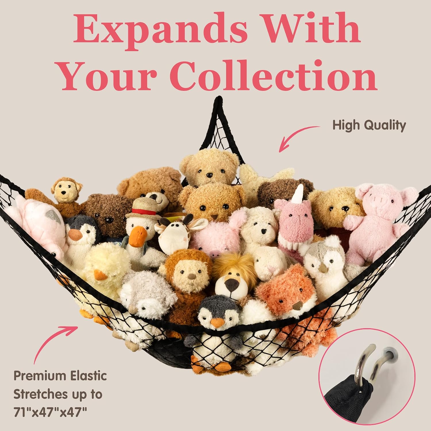 Thumbnail 4 de TCGPRO Stuffed Animal Hammock Net 71x47in