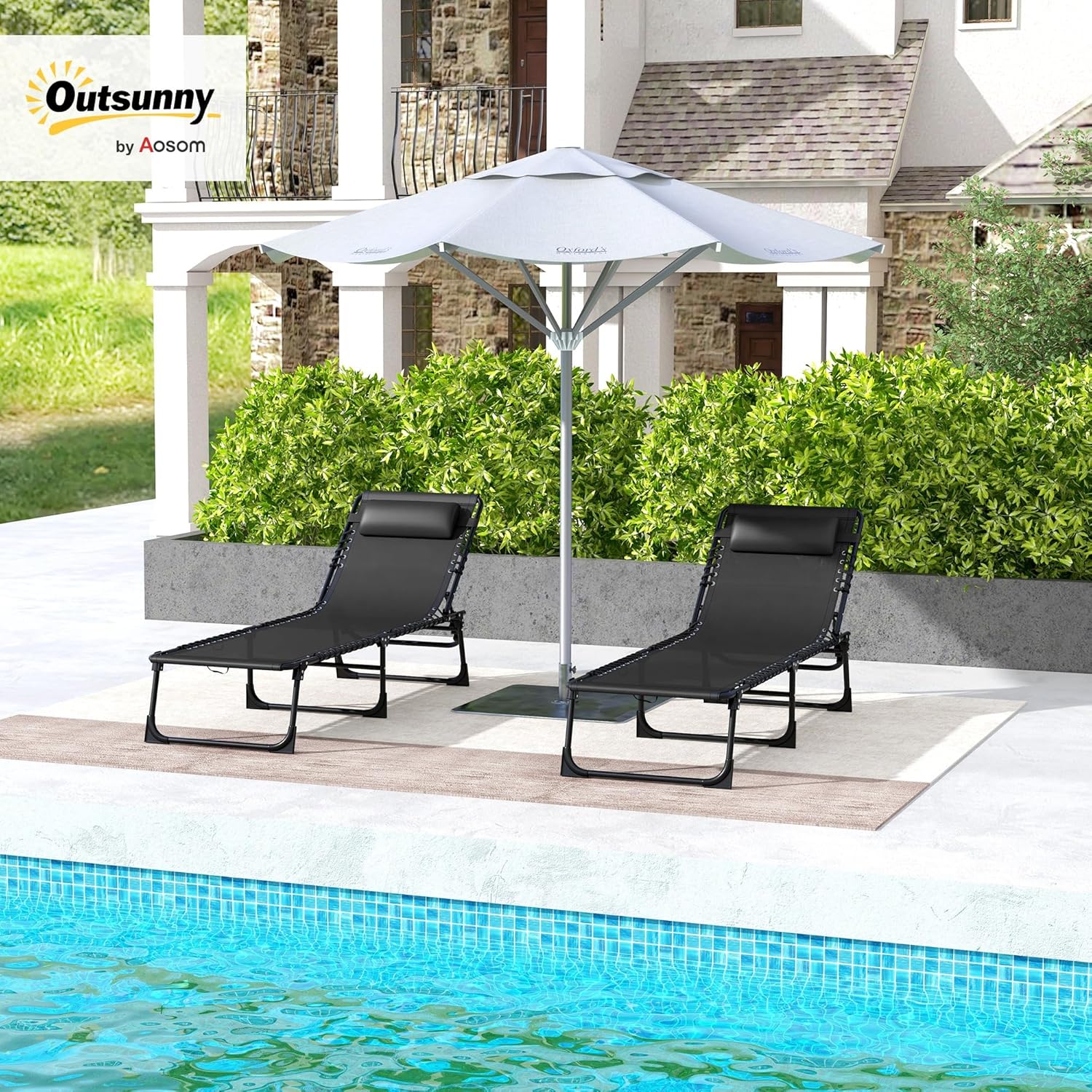 Thumbnail 1 de Outsunny Lot de 2 Bain de Soleil pliable